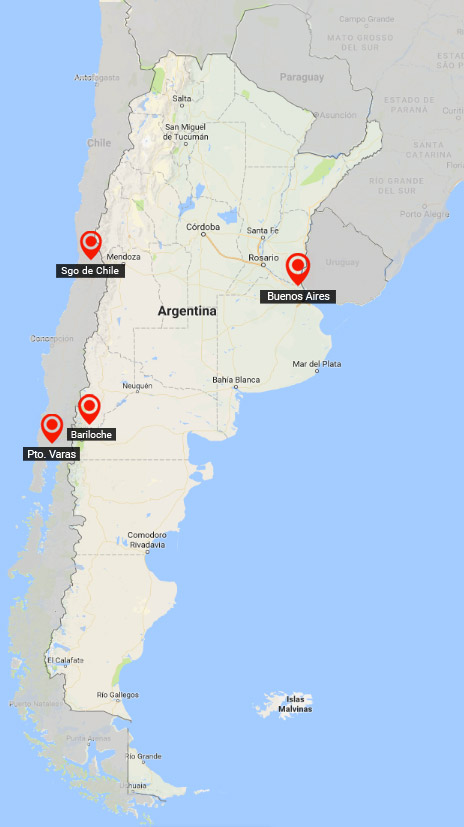 Buenos Aires, patagonian lakes with andean crossing and Santiago de Chile