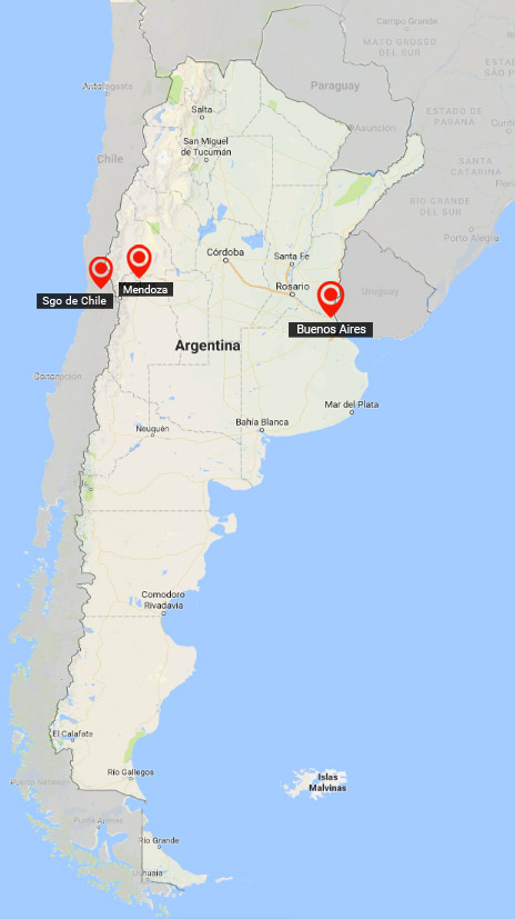 Buenos Aires, Santiago and the wines region